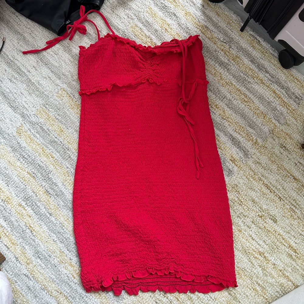 Emory & Park red waffle spaghetti dress (so cute for summer!)